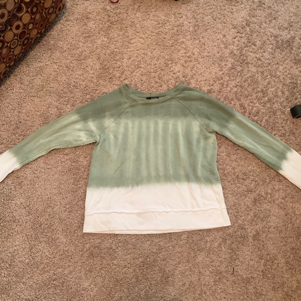 Women’s Green and White Ombré Sweatshirt in Size Medium (good condition)